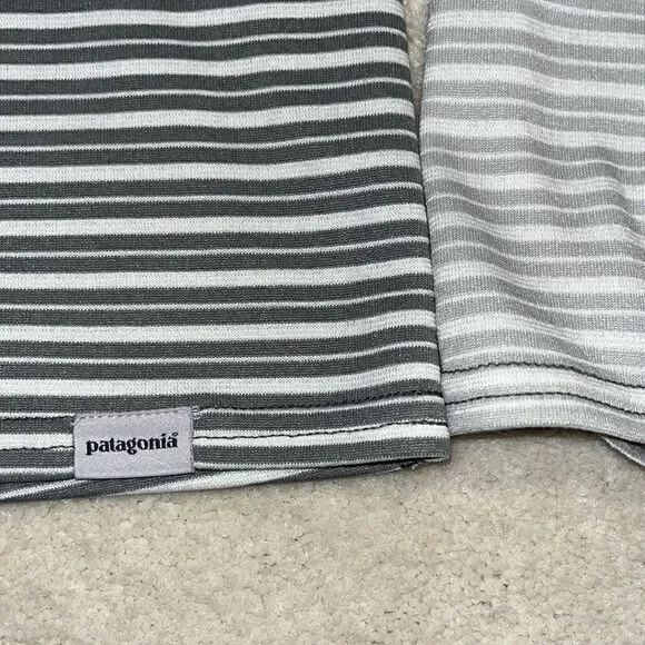PATAGONIA 1/4 Zip Capilene 3 Crew Gray Striped Top - Picture 3 of 6